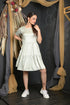 OWO THE LABEL Satin Fabric Women Dress Half sleeve Dusky Green Knee Length Tiered Dress (OTL-DRS1085)