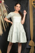 OWO THE LABEL Satin Fabric Women Dress Half sleeve Dusky Green Knee Length Tiered Dress (OTL-DRS1085)