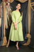 OWO THE LABEL Full Sleeve Women Dress Light Green Front Button Pattern Long Dress (OTL-DRS1088)