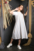 OWO THE LABEL Stripe Print Women Dress Dungaree Style Striped Dress (OTL-DRS1090)