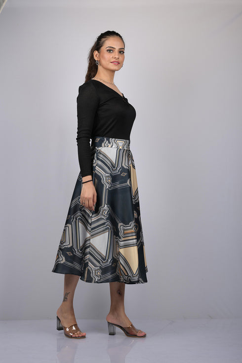 Grey Digital Print Party Wear Skirt for women party wear and daily use (OTL-SKT1015)