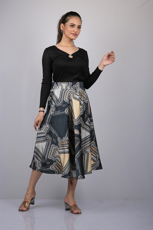 Grey Digital Print Party Wear Skirt for women party wear and daily use (OTL-SKT1015)