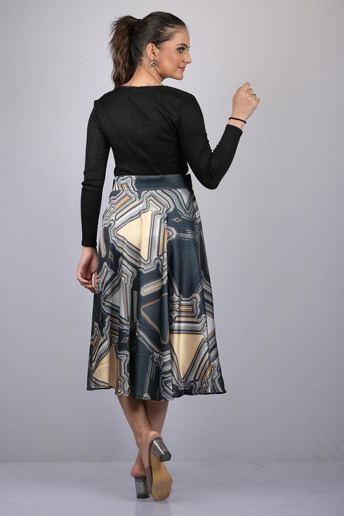 Grey Digital Print Party Wear Skirt for women party wear and daily use (OTL-SKT1015)