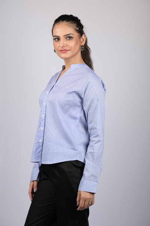 OWO THE LABEL Cotton shirt for women party wear stylish shirt for womens cotton lycra good material Small Dot Print Casual Shirt (OTL-SHRT-1002)