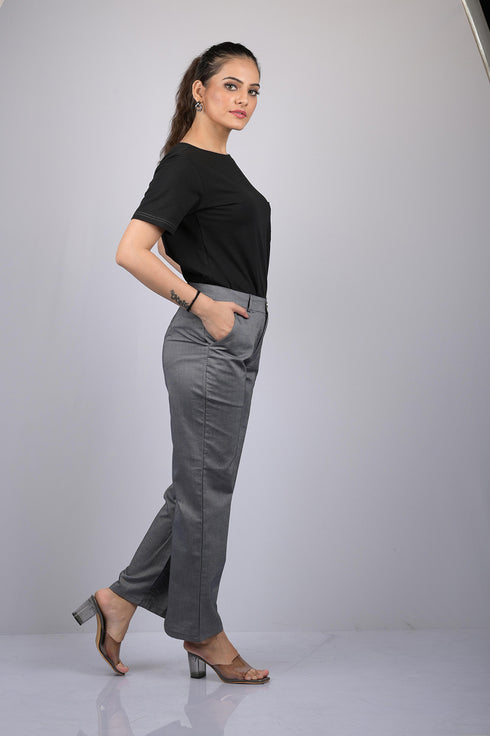 Denim pant for women western wear and party wear stylish Grey Cotton Denim Silk Pant (OTL-PNT-1007)