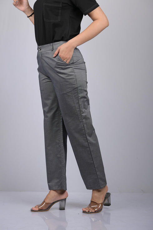 Denim pant for women western wear and party wear stylish Grey Cotton Denim Silk Pant (OTL-PNT-1007)