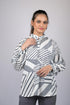Zigzag print for women western wear top party wear and daily use Black Striped Full Sleeves Top (OTL-TPS1096)