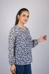 Flower printed top for women western top stylish top for women party with full sleeve Blue White Floral Print Top (OTL-TPS10101)