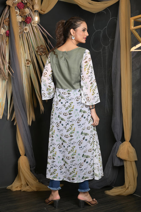 OWO THE LABEL Women Western Dress Long Dress With Front Slit Pattern (OTL-DRS1093)