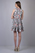 Grey Floral Print Fit and Flare Dress (OTL-DRS1001)