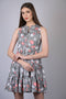 Grey Floral Print Fit and Flare Dress (OTL-DRS1001)