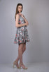 Grey Floral Print Fit and Flare Dress (OTL-DRS1001)