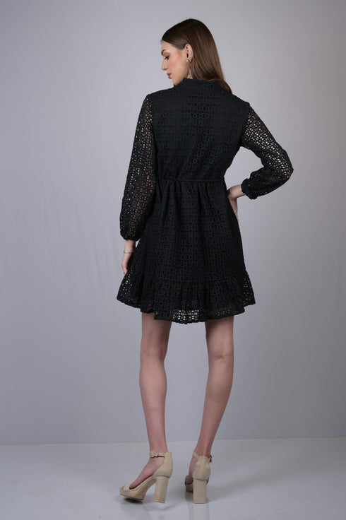 Black Net Chicken Kari Design Dress (OTL-DRS1004)