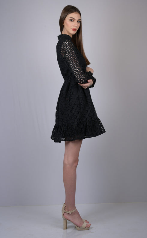 Black Net Chicken Kari Design Dress (OTL-DRS1004)