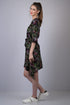 Women Black Leaf Print Drop-Waist Dress (OTL-DRS1012)