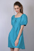 OWO THE LABEL Turquoise Blue Square Neckline Dress (OTL-DRS1021)