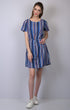 OWO THE LABEL Women Blue Striped A-Line Dress (OTL-DRS1022)