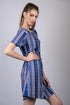 OWO THE LABEL Women Blue Striped A-Line Dress (OTL-DRS1022)