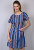 OWO THE LABEL Women Blue Striped A-Line Dress (OTL-DRS1022)