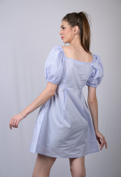 OWO THE LABEL Women Lite Purple Square Neckline Dress (OTL-DRS1023)