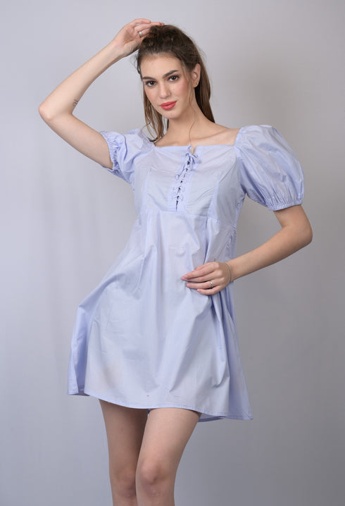 OWO THE LABEL Women Lite Purple Square Neckline Dress (OTL-DRS1023)