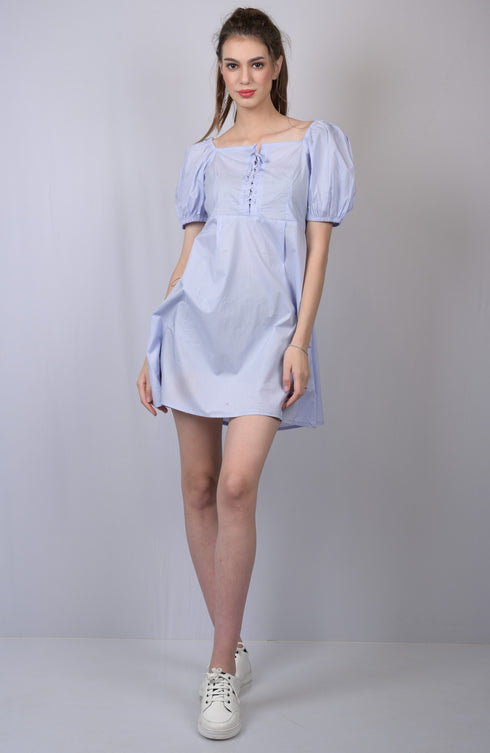 OWO THE LABEL Women Lite Purple Square Neckline Dress (OTL-DRS1023)