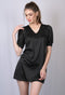 OWO THE LABEL Women Black V- Neck Midi Dress (OTL-DRS1025)