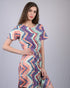 OWO THE LABEL Shortsleeve Dress for Women's Stripes Boat Neck A-Line Midi Dress (OTL-DRS1026)