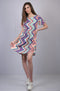 OWO THE LABEL Shortsleeve Dress for Women's Stripes Boat Neck A-Line Midi Dress (OTL-DRS1026)