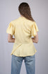 Yellow Embellished V-Neck Flutter Sleeves Peplum Top (OTL-TPS1004)