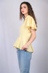 Yellow Embellished V-Neck Flutter Sleeves Peplum Top (OTL-TPS1004)