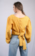 Women's Yellow Regular Sleeves Surplice Neckline Top (OTL-TPS1017)