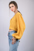 Women's Yellow Regular Sleeves Surplice Neckline Top (OTL-TPS1017)