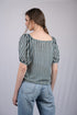White and Green Striped Relaxed Fit V-Neckline Top (OTL-TPS1020)
