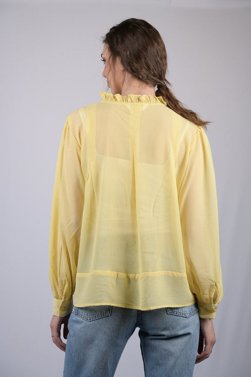 Yellow High Neck Full Sleeve Regular Top (OTL-TPS1022)