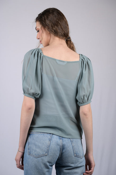 Light Greenish Blue Solid Regular Top (OTL-TPS1023)