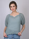 Light Greenish Blue Solid Regular Top (OTL-TPS1023)