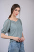 Light Greenish Blue Solid Regular Top (OTL-TPS1023)
