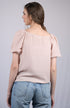 Peach V-Neck With Puff Sleeve Top (OTL-TPS1025)