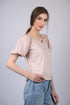 Peach V-Neck With Puff Sleeve Top (OTL-TPS1025)