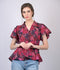 Red Floral Printed flow Sleeves Blouson Top (OTL-TPS1027)