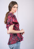 Red Floral Printed flow Sleeves Blouson Top (OTL-TPS1027)