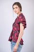 Red Floral Printed flow Sleeves Blouson Top (OTL-TPS1027)
