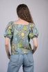 Women's Olive Green Floral Print V-Neck Top (OTL-TPS1036)