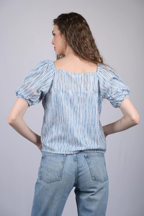 Blue Lining Regular Sleeves Top (OTL-TPS1038)
