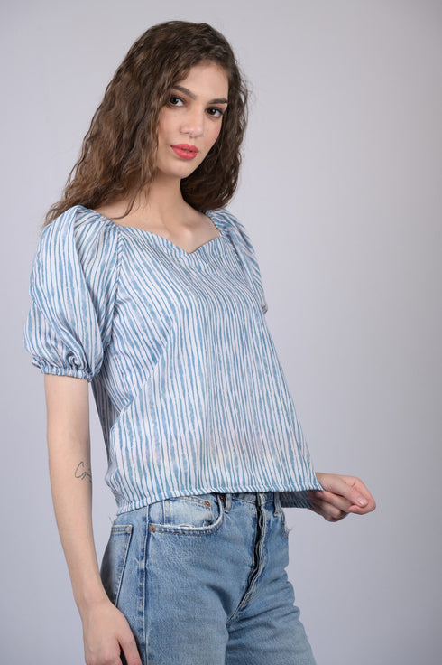Blue Lining Regular Sleeves Top (OTL-TPS1038)