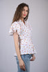 White Floral Print V-Neck Regular Top (OTL-TPS1039)