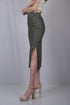 Matte Black Casual-Fit A-Line Midi Skirt (OTLSKT1003)