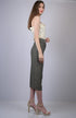 Matte Black Casual-Fit A-Line Midi Skirt (OTLSKT1003)