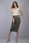 Matte Black Casual-Fit A-Line Midi Skirt (OTLSKT1003)